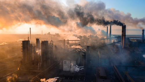 chimneys polluting air